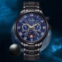 【CITIZEN 星辰】光動能月相手錶 夜空藍 男錶 畢業禮物(AP1055-87L)