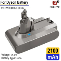 2100mAh 21.6V Li-ion Replacement Battery for Dyson V6 DC58 DC59 DC61 DC62 SV09 SV07 SV06 SV04 SV03 Vacuum Cleaner Battery