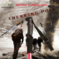 NUONEK Outdoor Oretractable Defense Cane Trekking Tourism Nature Hike Ultralight Extendable Cane For Seniors Walking Sticks CA15