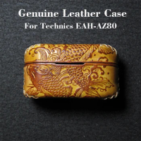 Genuine Leather For Technics EAH-AZ80 Case Luxury Real Leather Custom Made Handmade EAH AZ80 Cover Bluetooth Earphone Cases