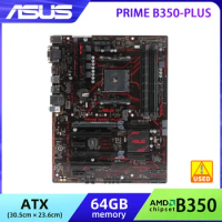 Asus Prime B350-Plus AMD B350 Used Motherboard AM4 Socket Supports Ryzen 5 3600 4500 5500 5600 4×DDR4 64GB PCI-E 3.0 M.2 USB 3.1