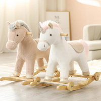 木馬兒童搖搖馬毛絨玩具嬰兒寶寶兩用搖搖車騎馬玩具周歲生日禮物【摩可美家】