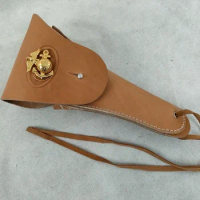 WANG1.MILITARY WW2 US ARMY M1911 PISTOL HOLSTER BROWN LEAHTER USMC OFFICER HOLSTER WITH GOLDEN INSIGNIA
