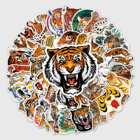 50張老虎涂鴉貼紙個性炫酷動物DIY摩托車手機水杯裝飾防水小貼畫