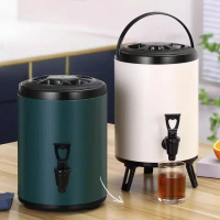 [In stock]Stainless Steel Milk Tea Bucket Water Dispenser Hot And Cold Thermos Water Jug With Faucet