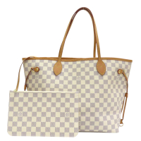 【二手名牌BRAND OFF】LOUIS VUITTON LV 路易威登 米色 棋盤格 帆布 Neverfull MM 肩背包 托特包 N41361