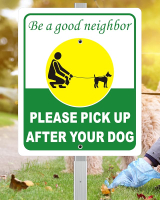 Heavy Duty Aluminum Pick Up After Your Dog Sign 12" x 10" Metal Please Clean Up After Your Dog Signs