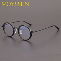 Luxury Brand Designer Man Vintage Round Acetate Titanium Frame Eyeglasses Women Tavat Style Circle Optical Myopia Lenses Glasses