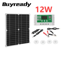 12W 18V Monocrystalline Silicon Flexible Solar Power Charging Bank Outdoor Photovoltaic Panel Module 10A-60A Controller