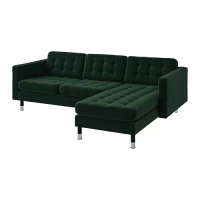 LANDSKRONA 三人座沙發, 含躺椅/djuparp 深綠色/金屬, 240x89x44 公分