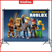 Roblox Peripheral Game Theme Party Photo Backdrop Kid Birthday Decoration 5X3 Inch Vinyl Photography Backdrop Gift Studio Props
