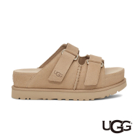 【UGG】女鞋/拖鞋/厚底涼鞋/真皮拖鞋/Goldenstar Hi Slide(沙色-UG1155458SAN)