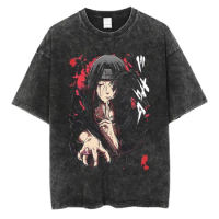 Hip Hop Vintage T-shirt Men Streetwear Harajuku Japanese Anime Naruto Print T-shirt Summer Fashion Short Sleeve Cotton T-Shirt
