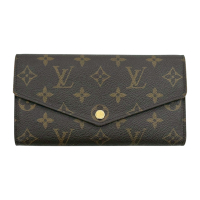 【二手名牌BRAND OFF】LOUIS VUITTON LV 路易威登 棕色 原花 帆布 Sarah 扣式 長夾 M60531