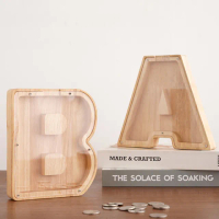 【E.dot】2入組 木製英文字母存錢筒