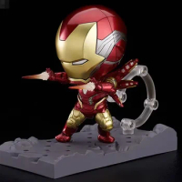 10cm New Marvel Iron Man Q-Version Avengers Alliance Mk85 Tony Stark Snap Fingers Cute Action Figures Toys For Surprise Gift