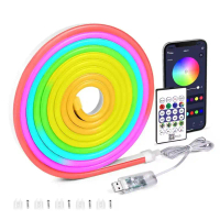 Dải đèn LED Neon, 5V RGBIC, Đèn dây neon, có đồng bộ hóa âm nhạc, Băng Dán dải theo đuổi Dreamcolor 