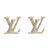 【Louis Vuitton 路易威登】LV LOGO帶鑽針式耳環
