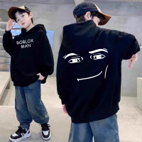 เสื้อยืดแขนสั้น kids Hoodie ผ้าฝ้าย Hoodie ใหม่ Hoodie เสื้อคลุม พิมพ์ลาย Roblox Man Face Game สําหร