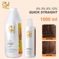 PURC 1000ml Keratin 300ml Shampoo Hair Straightening Treatment Curly Hair Products Eliminate Frizz Brazilian Smoothing Keratin