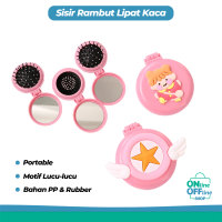 Sisir Rambut Lipat Kaca Karakter Lucu Portable Air Bag Comb 615