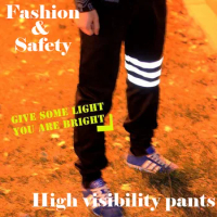 Pants baggy hip hop Casual night running biker 3m reflective pants parkour jogger outdoor casual harem cargo trousers