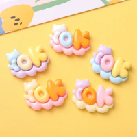 5pcs Cartoon glossy OK resin flatback for craft diy supplies cabochons charms for jewelry nail art materials