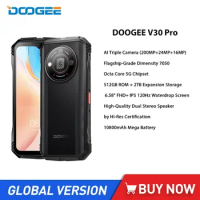 DOOGEE V30 Pro Rugged 5G Smartphones Octa Core 32GB+512GB 200MP Camera Android 13 Phones 6.58Inch FHD 10800mAh 33W Fast Charging