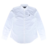 【RALPH LAUREN】POLO RALPH LAUREN經典藍色小馬刺繡棉質長袖襯衫(女款/白)