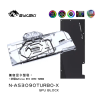 Bykski GPU Water Block for ASUS RTX3090/3080ti TURBO Video Card cooled/with backplane Copper Radiator coolling,N-AS3090TURBO-X