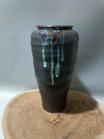 日本回流瓷器陶器精品古董花瓶花入梅瓶高瓶，窯變流釉，全品無毛