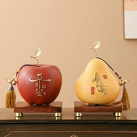 開業大吉生意興隆成交擺件招財旺事業辦公室桌面裝飾-紅色蘋果+黃色梨子組合+小底座【普通禮盒】 均碼-款式15