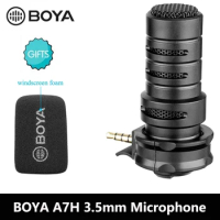 BOYA A7H 3.5mm Wired Condenser Microphone for Youtube Video Vlog Recording Mini Game Studio Singing Mic For Smartphone PC Laptop