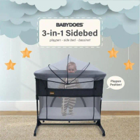 MKS-BabyDoes CH-MB 169 SN 3in1 Side Bed / Baby Box Tempat Tidur Bayi - Dark Grey