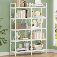 High bookshelf with large open shelvingfurniture, minimalist bookshelf, antique woodand metal bookshelf, bookshelf with 5 layers