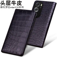 Hot Luxury Genuine Leather Magnet Clasp Phone Cover Case For Motorola Moto Edge X30 Kickstand Holster Case Protective Full Funda