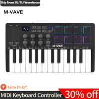 M-VAVE 25-Key MIDI Control Keyboard Mini Portable USB MIDI Keyboard MIDI Controller &amp; Sensitive Keys 8 RGB Backlit Pads 8 Knobs