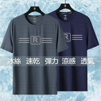 L-8XL 冰絲短袖 速乾圓領 短袖 涼感衣 排汗衣 速乾衣 大尺碼吸濕排汗衣 運動短袖 冰絲涼感衣 短袖T恤 涼感T恤