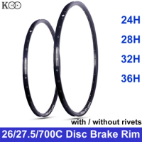 24" 26" 27.5" 700C Bicycle Rim Disc Brake Rim Double Layer Aluminum Alloy 24/28/32/36 Hole MTB Rim With/Without Rivet Customized