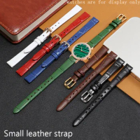 Small Size Genuine Leather Strap Black Red Green Replacement Tissot Dw Ck Lady's Cow Leather Watch Chain 6mm 8mm 10mm