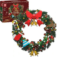 2024 Holiday Christmas Wreath Building Blocks kit Eucalyptus Wreath Decorated House Model for Xmas, Toys Gift for 8+ Kids Adults