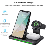 4 in1 Qi Wireless Charger for iPhone 11 Pro Xs X XR xiaomi huawei for Apple Watch Fast Charger Stand mobile phone accessories