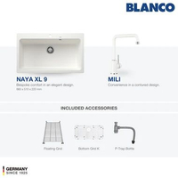 Kitchen Sink Bak Cuci Piring Granit 1 Lubang BLANCO Silgranit NAYA XL 9 - Paket Kitchen Sink dan Ker