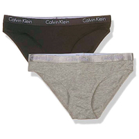 Calvin Klein 女棉質彈性比基尼內褲二件裝(黑色/灰色系)