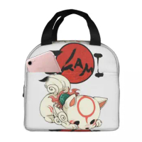 Okami Amaterasu Chibi Perfect Gift Thermal Insulated Lunch Bag Insulated bento bag Lunch Container Insulated bag Leakproof Tote