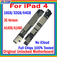Free Shipping A1458 Wifi&amp;A1459/A1460 3G Version For IPad 4 16g/32/64g Motherboard Clean ICloud Logic Board Original Unlock Plate