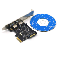 USB 3.0 PCI, 2 พอร์ต, 5Gbps, ขับเคลื่อนด้วยตัวเอง, ชิป NEC201, สำหรับ Windows / Linux, การ์ดขยาย PCI