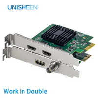 UNISHEEN Zero-Lag Work in Double OBS Vmix Streaming Live Broadcast 1080P Wirecast Dual HDMI SDI Video Capture PCIe Box Card