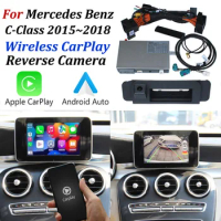 For Mercedes Benz C Class W205 S205 C205 A205 2015~2018 Wireless Apple CarPlay Android Auto Mirror Support Front Reverse Camera