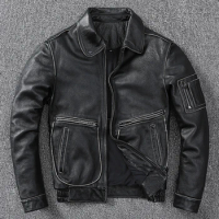 Blunt Razor American Vintage Distressed Aviator Air Force Flight Suit Men's Plus Size Jacket Leather Jacket